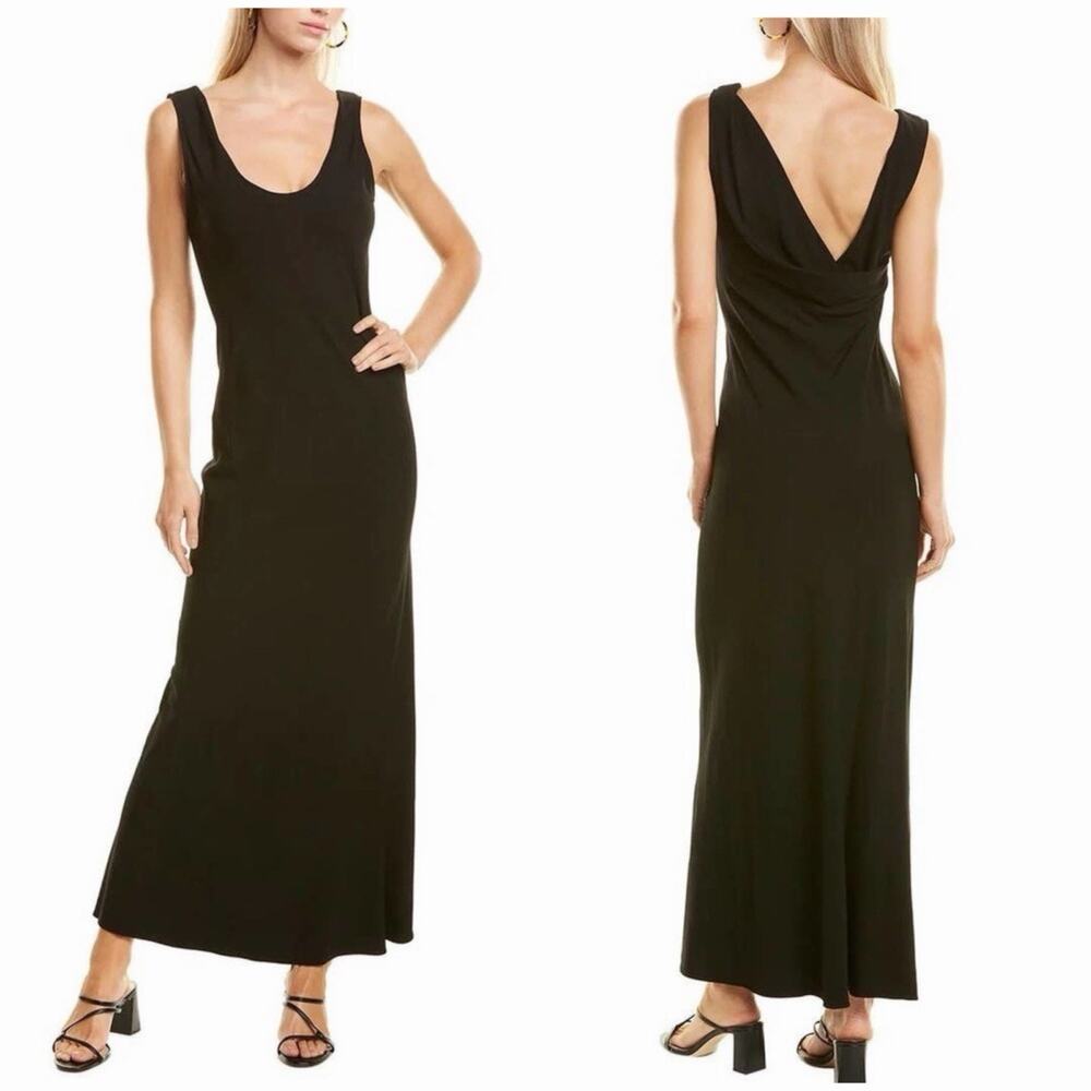 THEORY Cowl Back Voyage Maxi Dress In Black Size Medium